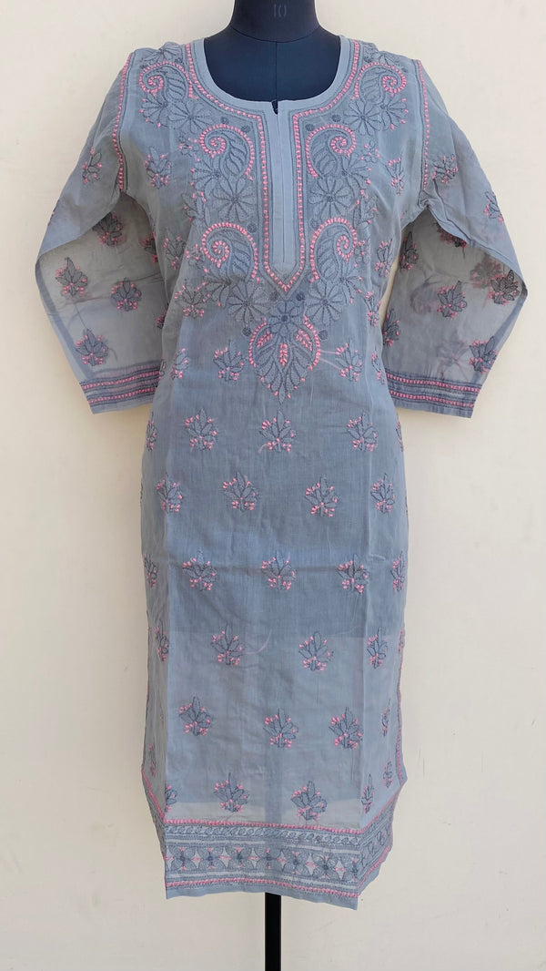 Lucknowi Chikankari Kurti Gray Cotton