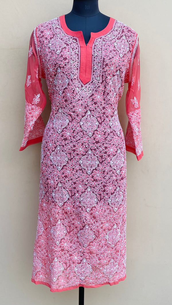 Lucknowi Chikankari Kurti Gajri Georgette