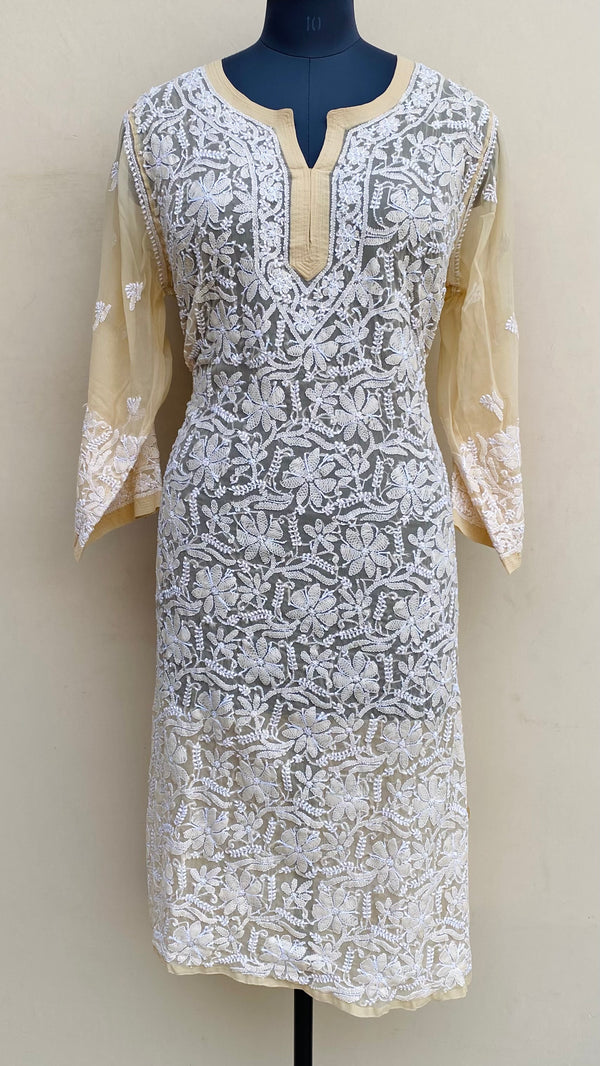 Lucknowi Chikankari Kurti Beige Georgette