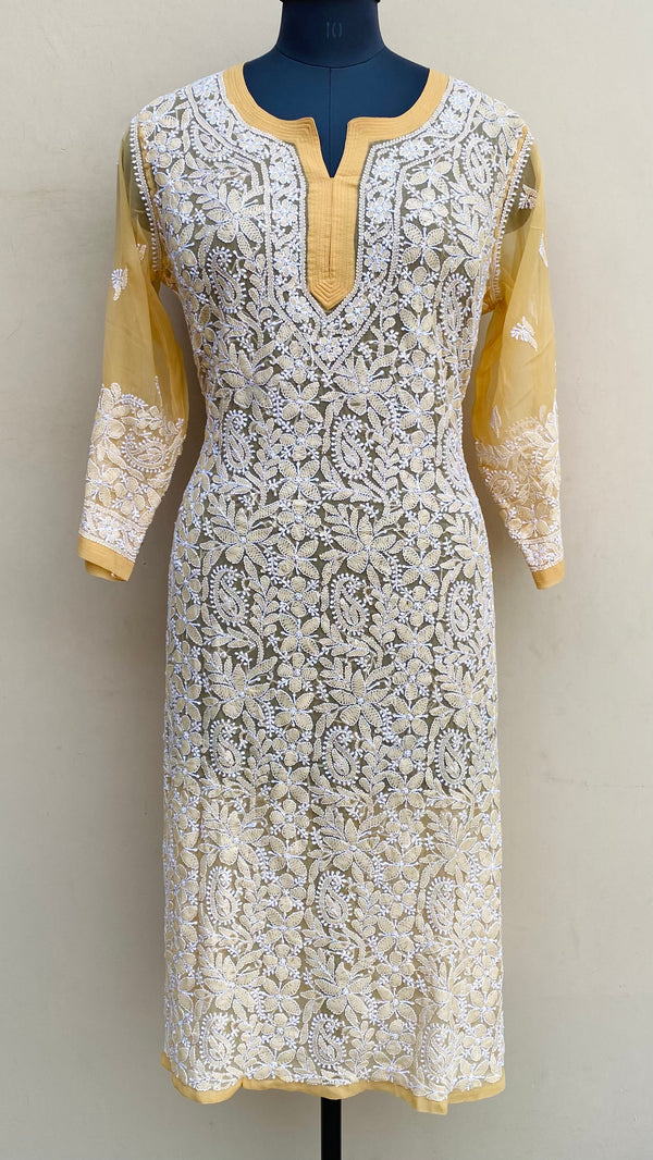 Lucknowi Chikankari Kurti Beige Georgette