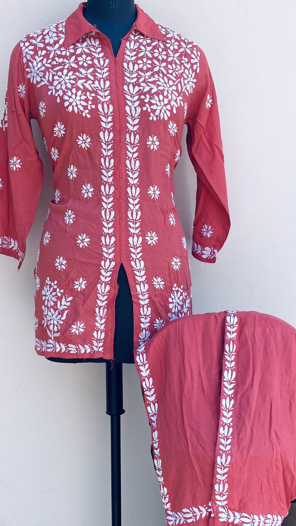 Lucknowi Chikankari Co-ord Set Pink Muslin Cotton