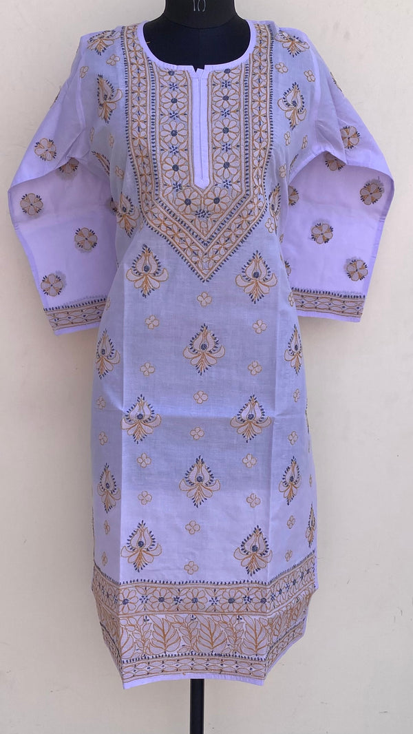 Lucknowi Chikankari Kurti Purple Cotton