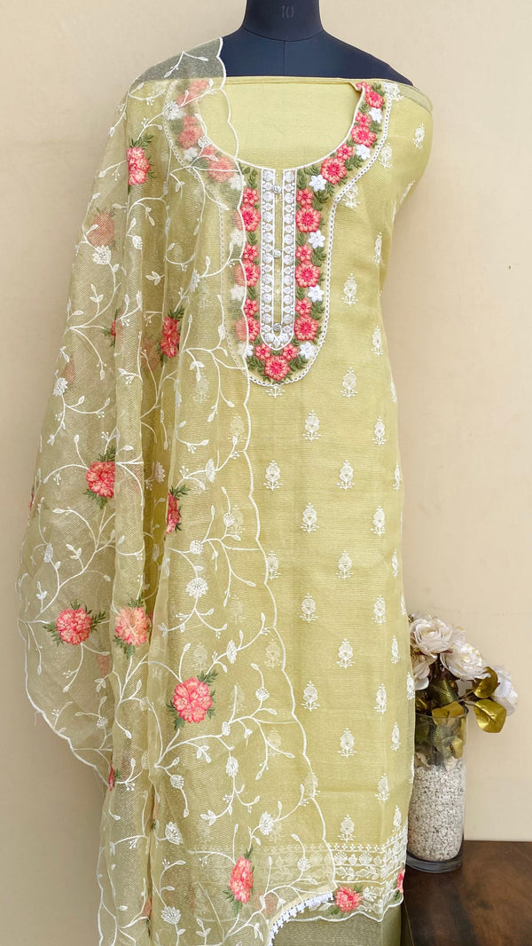 Designer Embroidered Suit Length 3 Piece Beige Kota