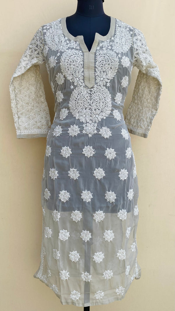 Lucknowi Chikankari Kurti Beige Georgette