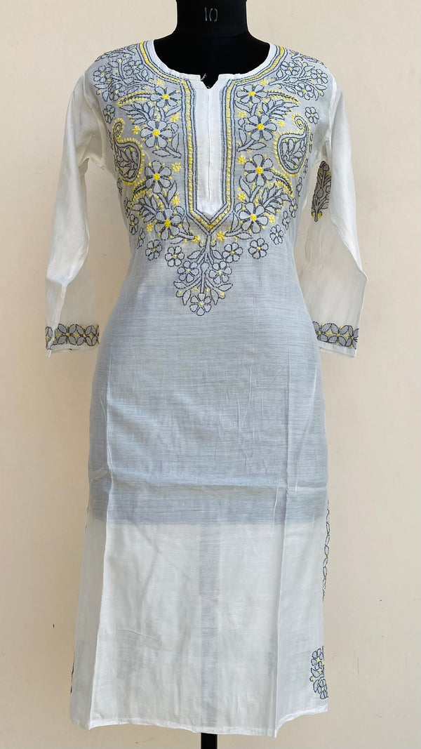 Lucknowi Chikankari Kurti White Muslin Cotton