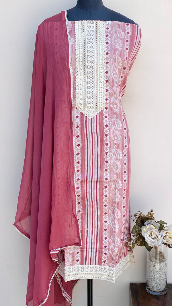 Designer Embroidered Suit Length 3 Piece Copper Mal Cotton