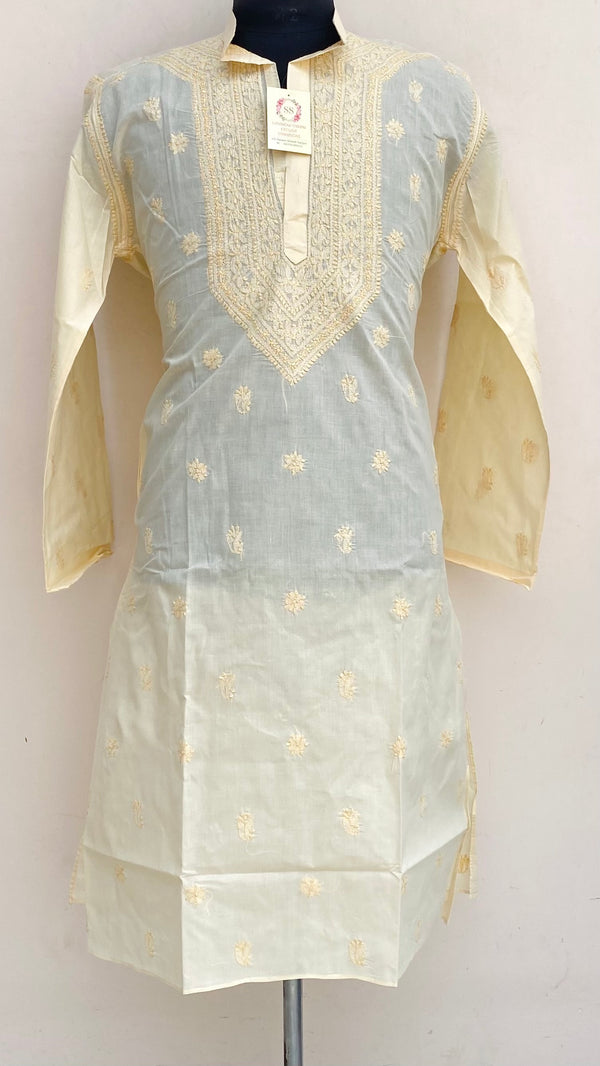 Lucknowi Chikankari Men’s Kurta Cream Cotton