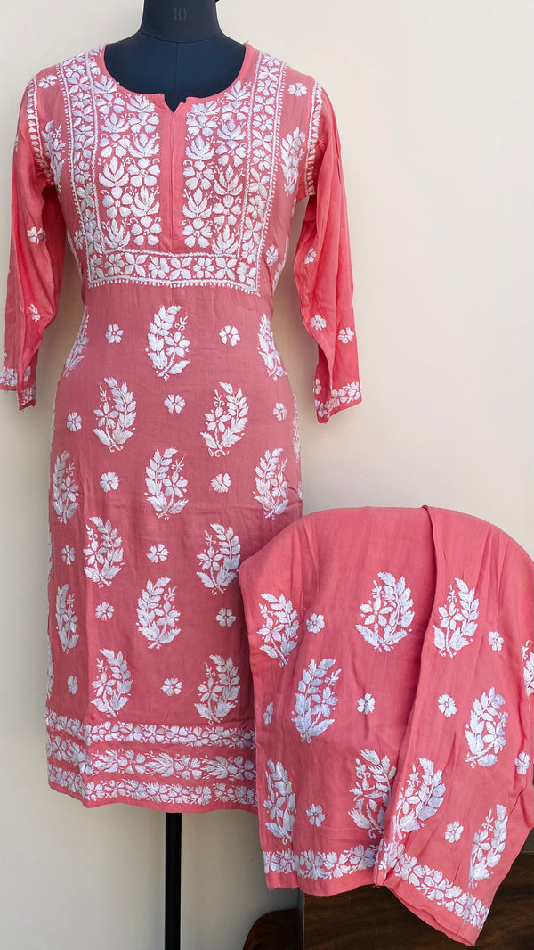 Lucknowi Chikankari Co-ord Set Gajri Modal Cotton