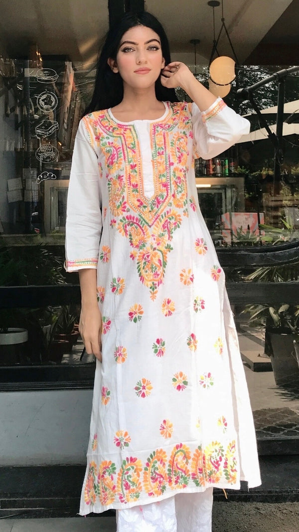 Lucknowi Chikankari Kurti Mulmul Cotton