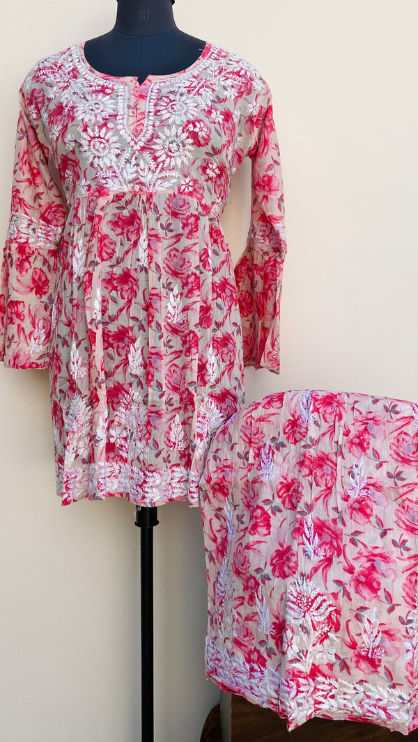 Lucknowi Chikankari Printed Co-ord Set Gajri Mulmul Cotton