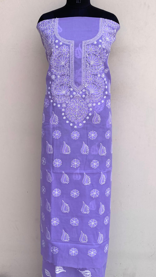 Lucknowi Chikankari Kurta  Length Purple Cotton