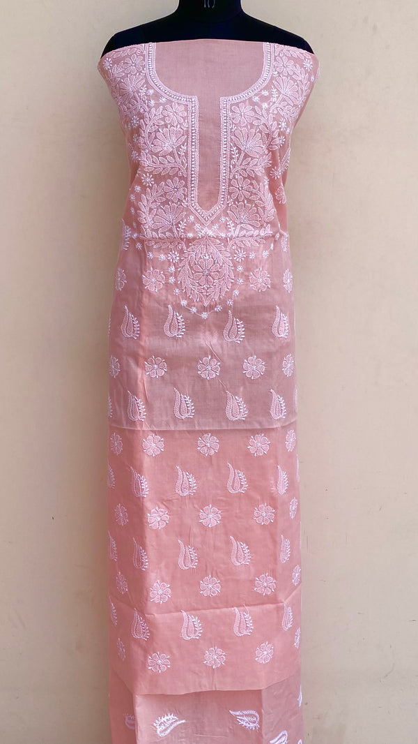 Lucknowi Chikankari Kurta  Length Pink Cotton