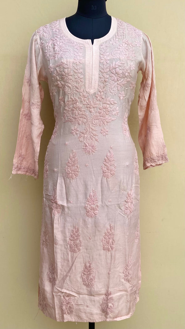 Lucknowi Chikankari Ombre Kurti Copper Muslin Cotton With Self & 3D Work