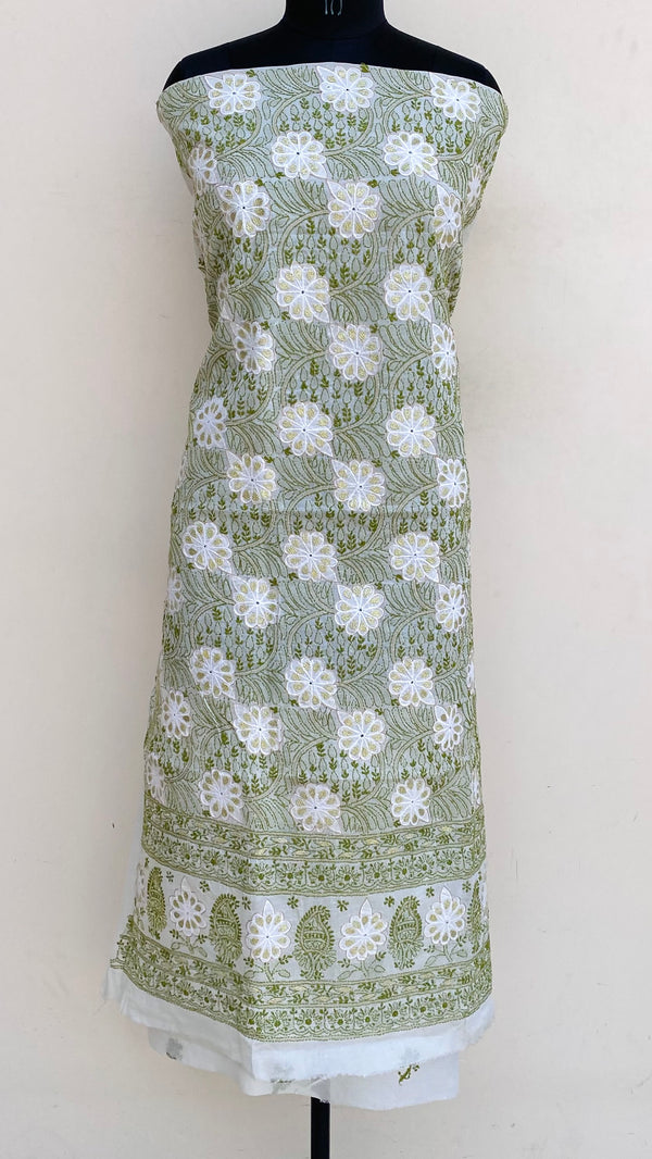 Lucknowi Chikankari Kurta Length White Cotton With Gotta Patti Work