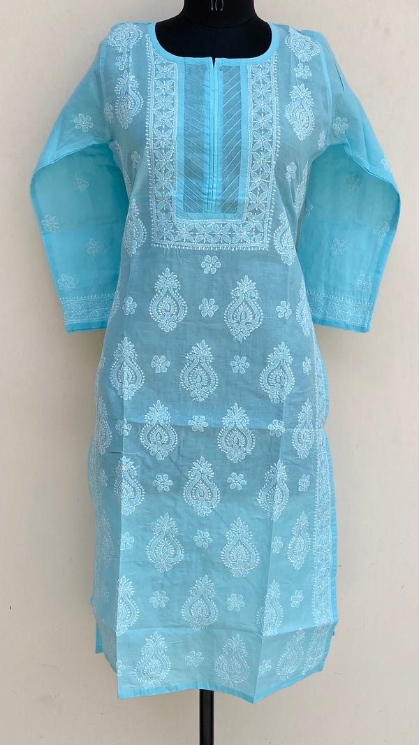 Lucknowi Chikankari Kurti Blue Cotton