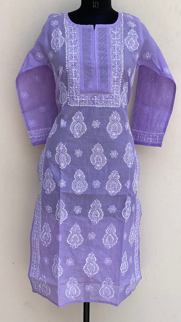 Lucknowi Chikankari Kurti Purple Cotton