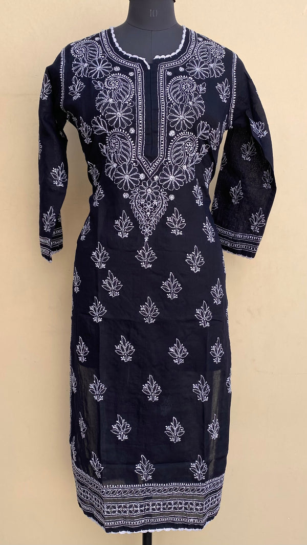 Lucknowi Chikankari Kurti Black Mulmul Cotton