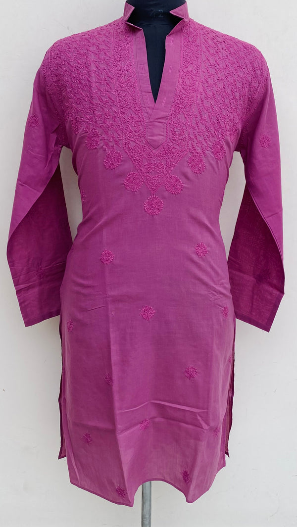 Lucknowi Chikankari Men’s Kurta Pink Cotton