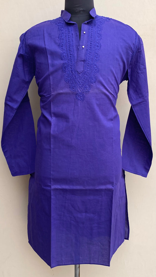 Lucknowi Chikankari Men’s Kurta Purple Cotton