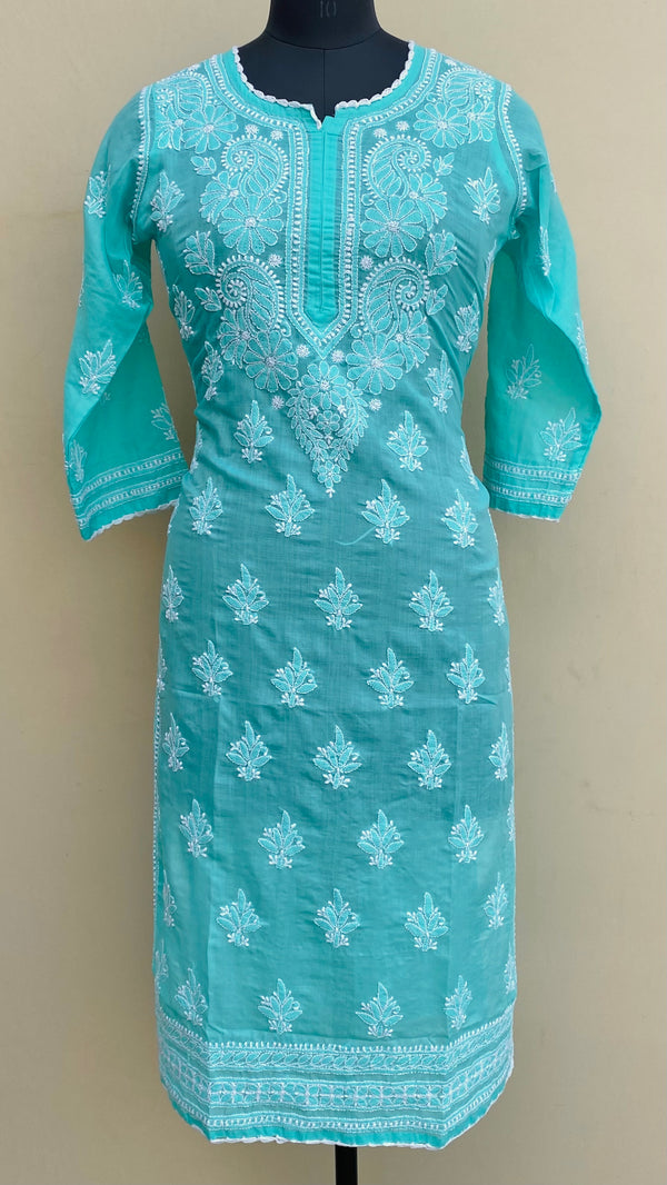 Lucknowi Chikankari Kurti Sea Green Mulmul Cotton