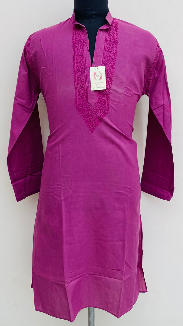 Lucknowi Chikankari Men’s Kurta Pink Cotton