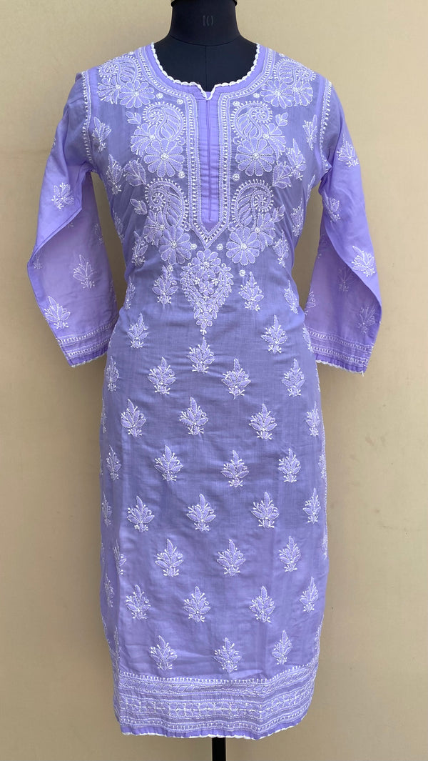 Lucknowi Chikankari Kurti Purple Mulmul Cotton