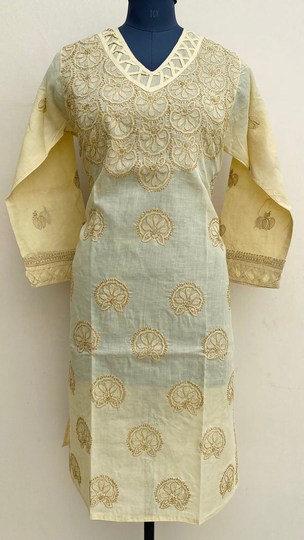 Lucknowi Chikankari Kurti Beige Cotton