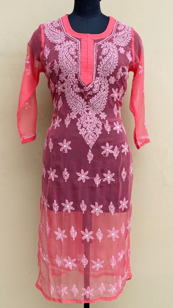 Lucknowi Chikankari Kurti Gajri Georgette