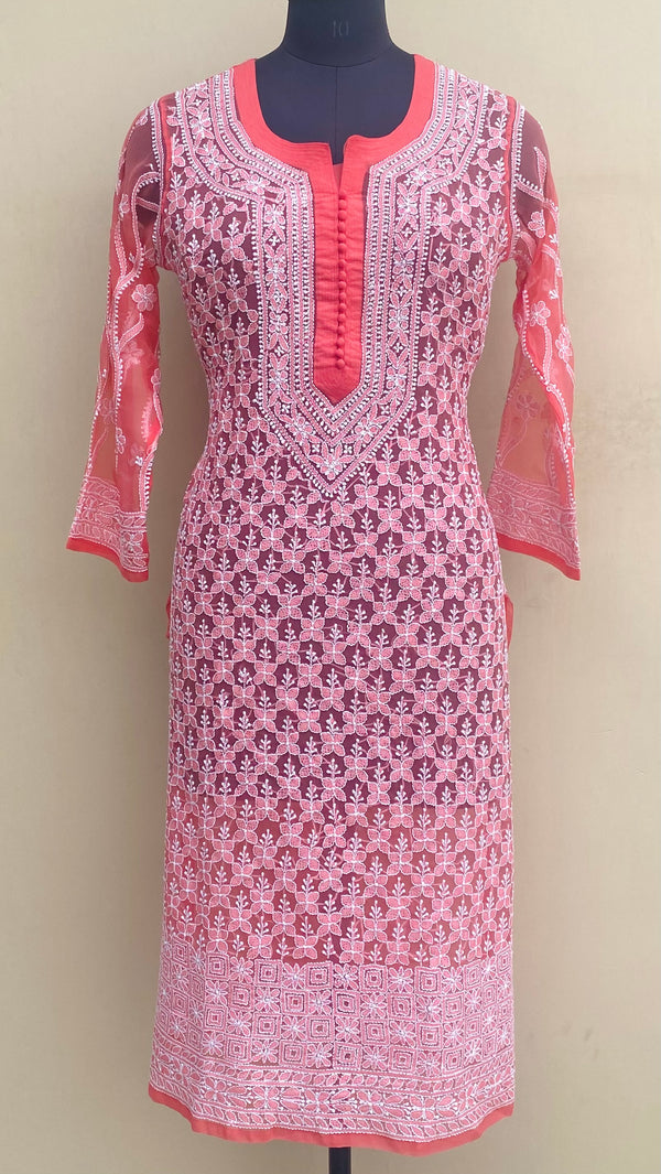 Lucknowi Chikankari Kurti Gajri Georgette