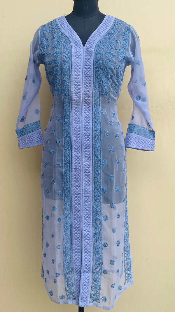 Lucknowi Chikankari Kurti Purple Georgette