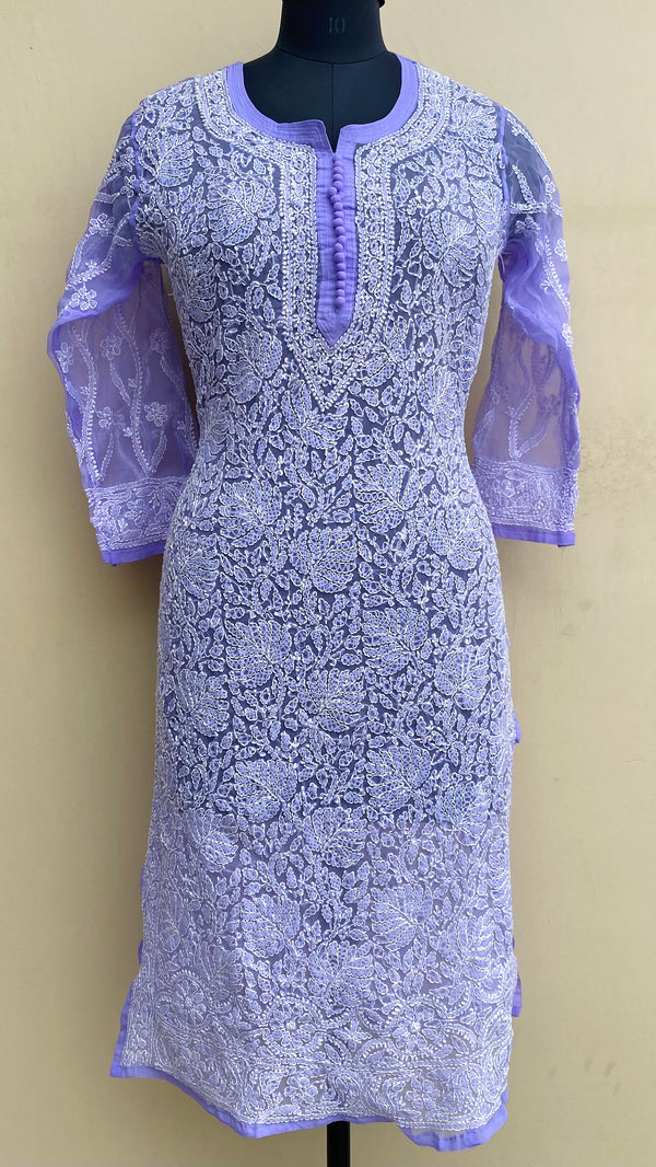 Lucknowi Chikankari Kurti Purple Georgette