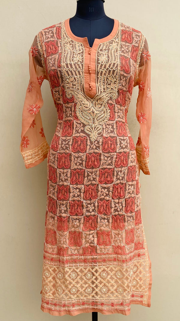 Lucknowi Chikankari Kurti Copper Georgette