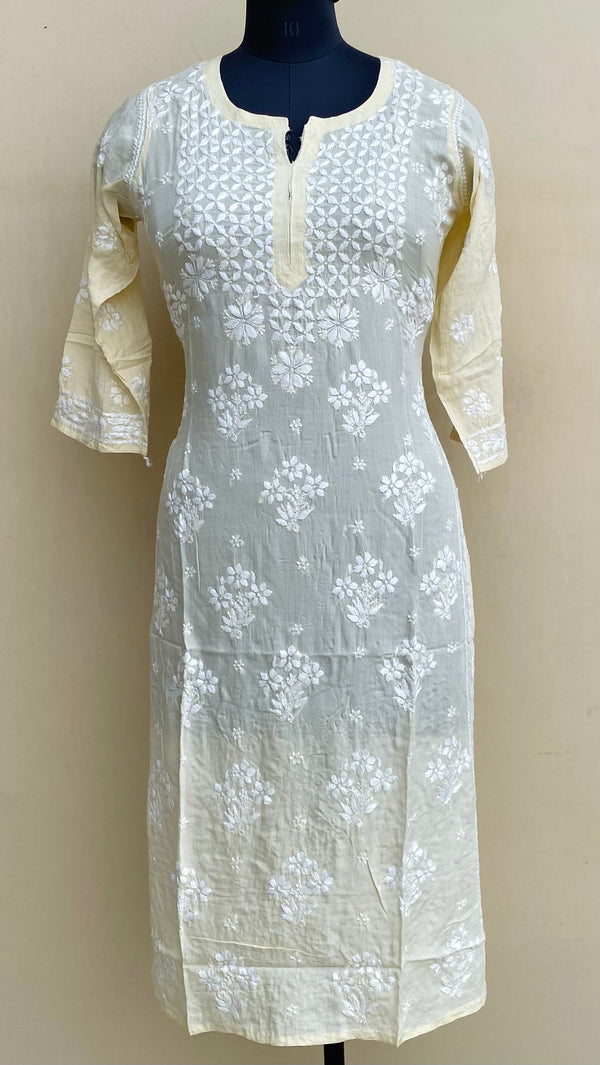 Lucknowi Chikankari Kurti Cream Modal Cotton