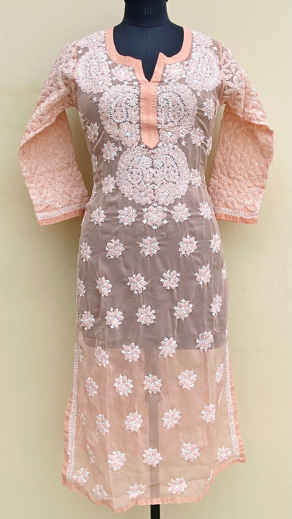 Lucknowi Chikankari Kurti Copper Georgette