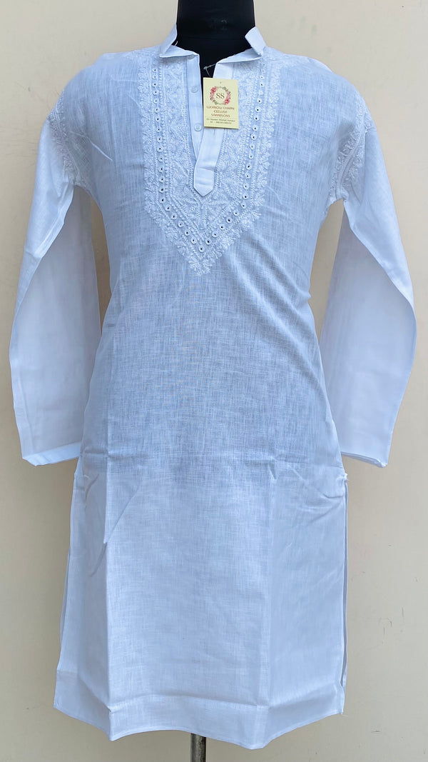 Lucknowi Chikankari Men’s Kurta White Cotton