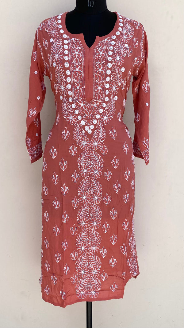 Lucknowi Chikankari Kurti Copper Muslin Cotton
