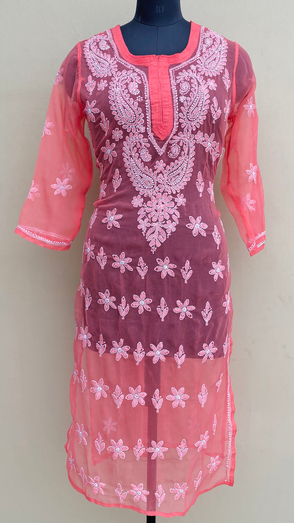 Lucknowi Chikankari Kurti Gajri Georgette