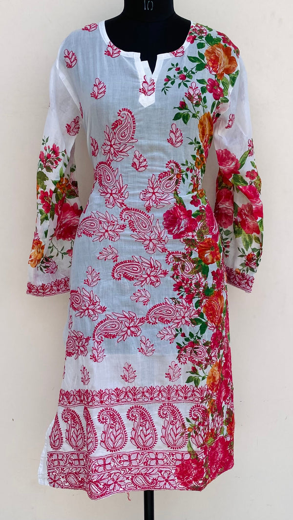 Lucknowi Chikankari Printed Kurti White Cotton