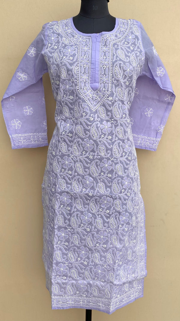 Lucknowi Chikankari Kurti Purple Cotton