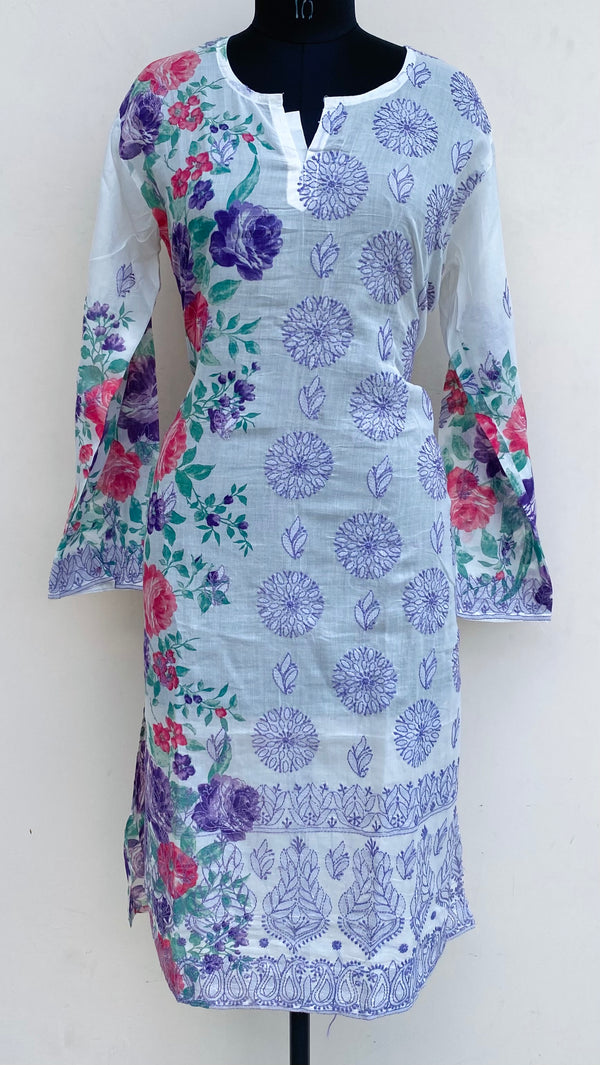 Lucknowi Chikankari Printed Kurti White Cotton