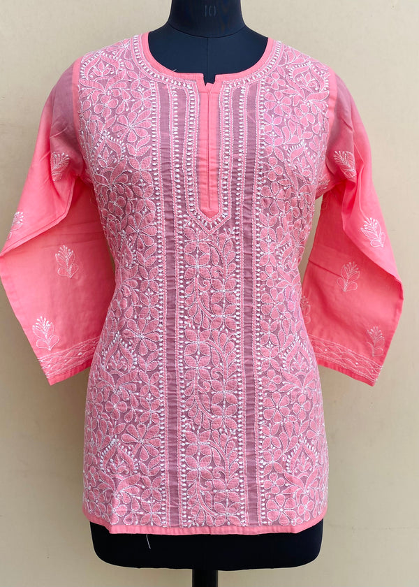 Lucknowi Chikankari Short Kurti Gajri Mulmul Cotton