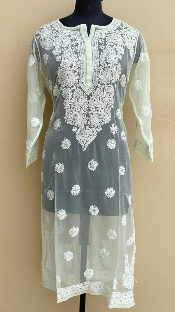 Lucknowi Chikankari Kurti Mint Green Georgette