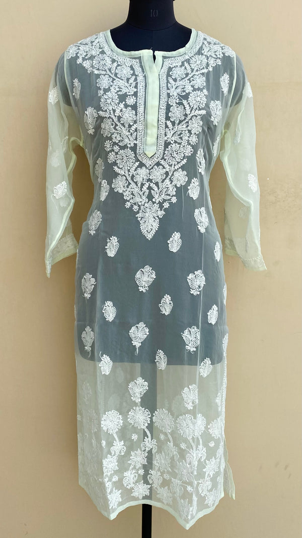 Lucknowi Chikankari Kurti Mint Green Georgette