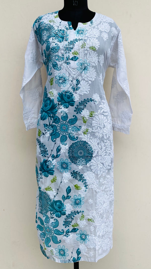 Lucknowi Chikankari Printed Kurti White Cotton
