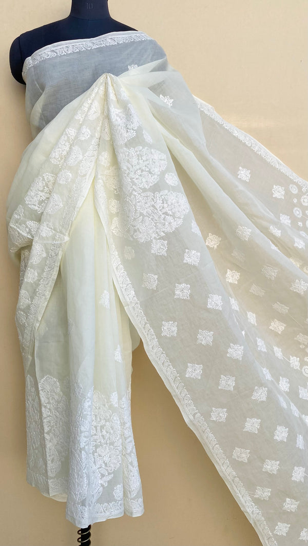 Lucknowi Chikankari Saree Off White Cotton