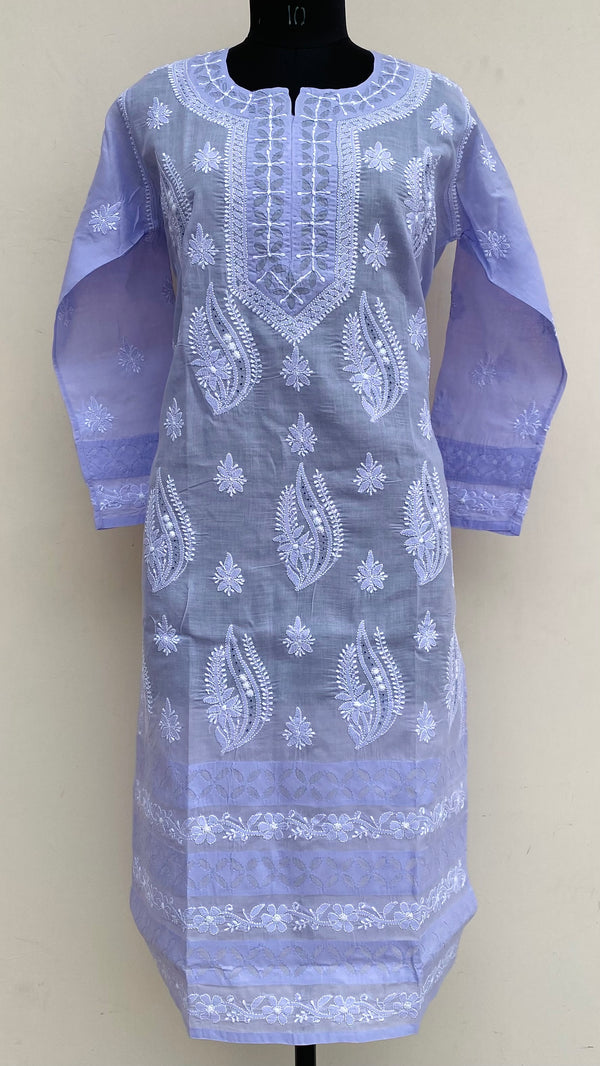 Lucknowi Chikankari Kurti Purple Cotton With Applique Work