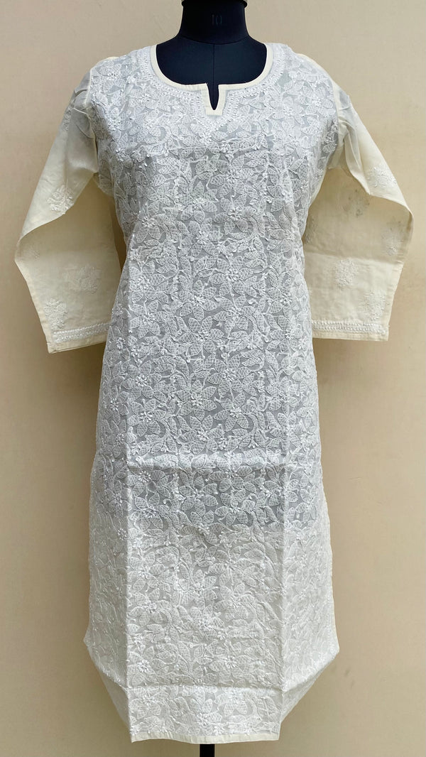 Lucknowi Chikankari Kurti Cream Cotton