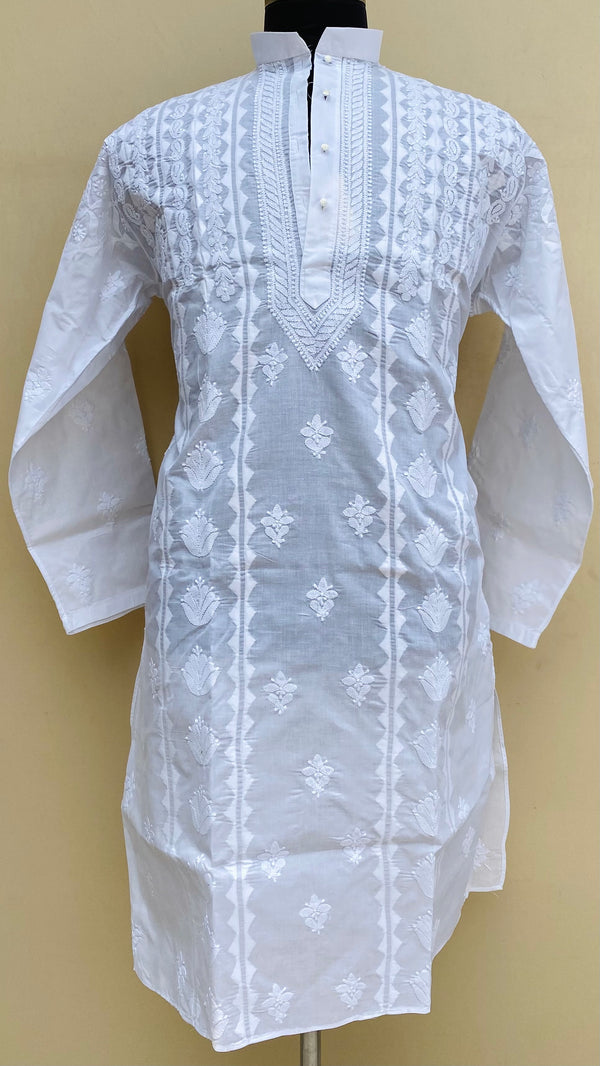 Lucknowi Chikankari Men’s Kurta White Cotton With Applique Work (Copy)