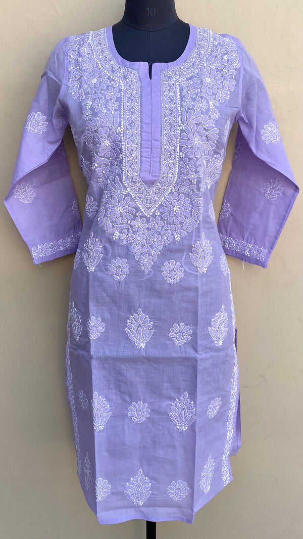 Lucknowi Chikankari Kurti Purple  Cotton