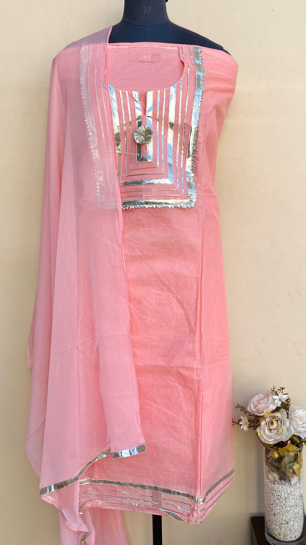 Designer Embroidered Suit Length 3 Piece Pink Organza